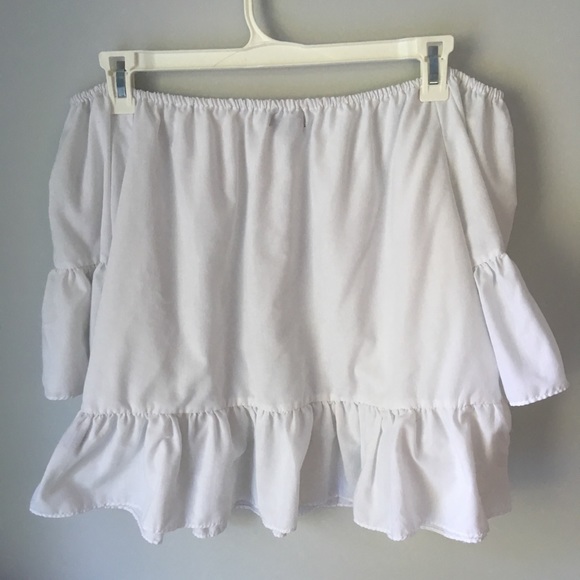 White Off-Shoulder Flowy Blouse - Picture 2 of 3